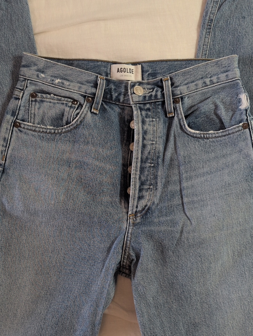 Agolde 90s Pinch Waist Light Blue High Rise Button-Fly Jeans